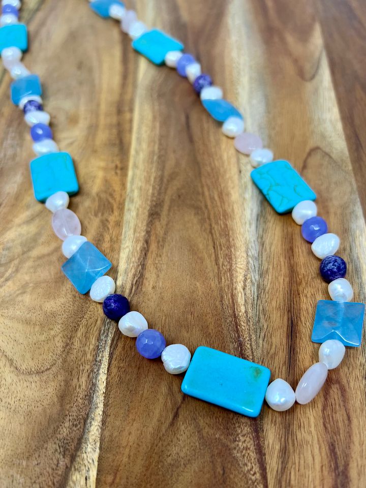 Handmade Necklace (Turquoise, Pearl, Purple, Pink) product image (1)