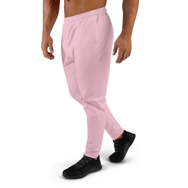 Plain Light Pink Soft Summer Recycled Polyester Premium Men's Joggers by Treasure Pie product image (2)