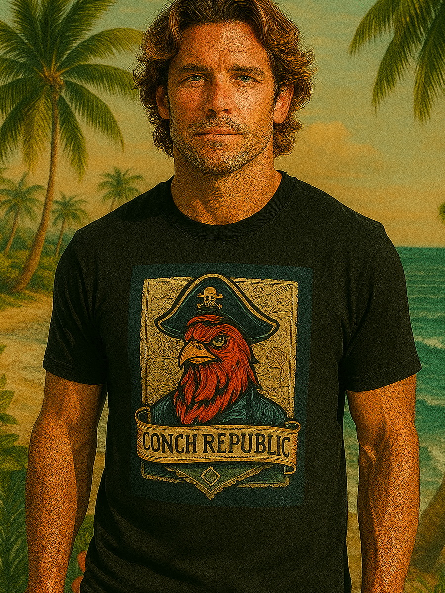 Key West Conch Republic Parrot Pirate T-shirt Unisex Ultra-Soft Black Tee product image (1)