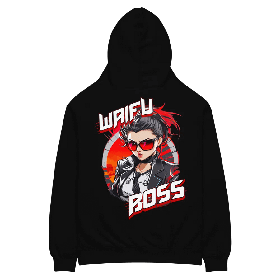 Waifu Boss - Premium Hoodie - Black - v1 - Back Printed Design product image (3)