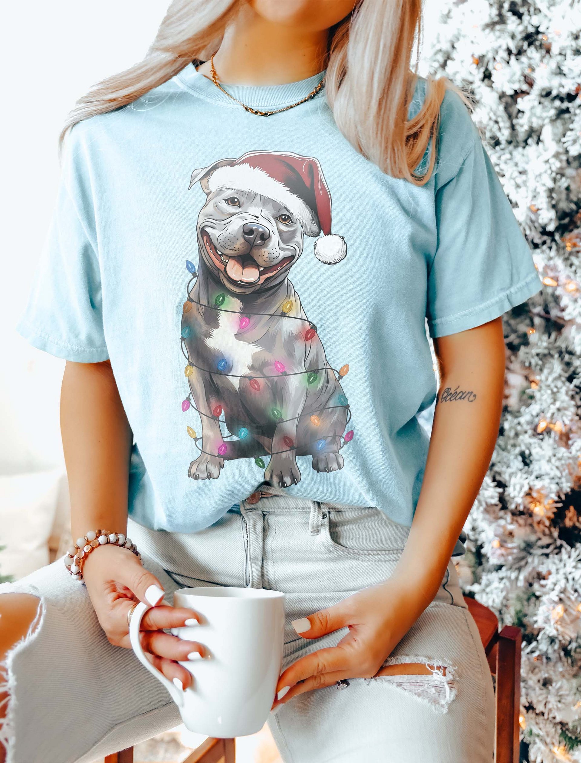 Funny Pitbull Terrier Christmas T-Shirt for Pittie Paw-rents product image (11)