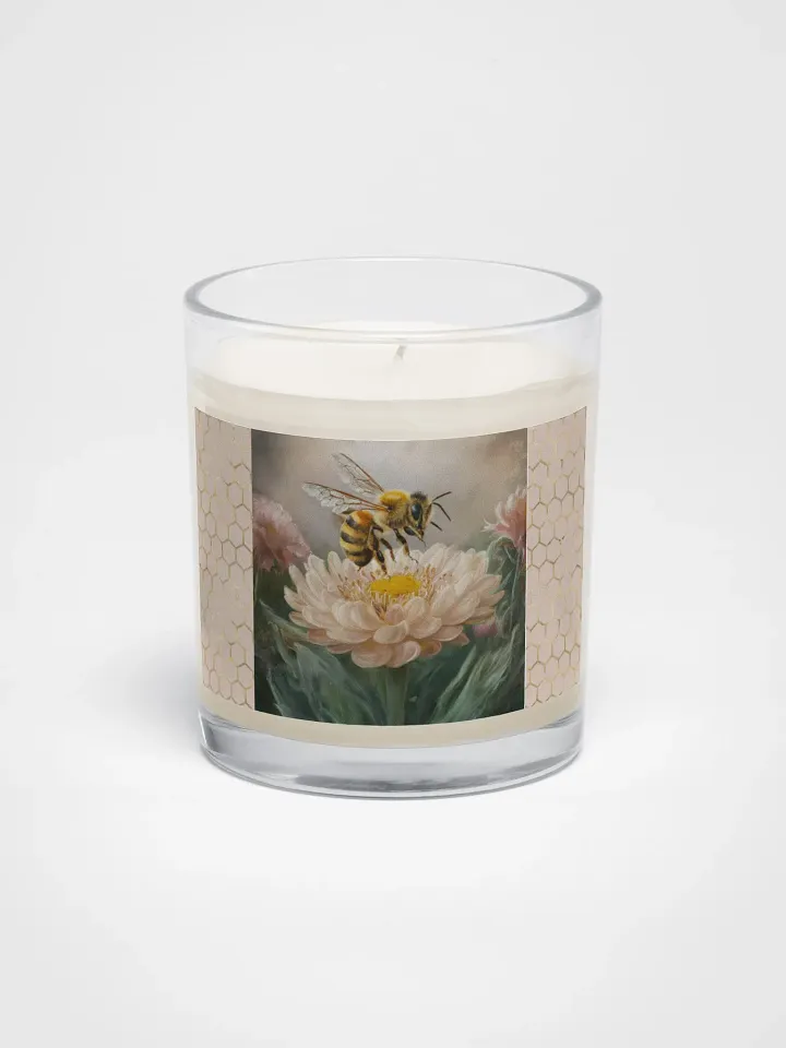 Honeybee on Cream Colored Flower Soy Wax Candle product image (1)