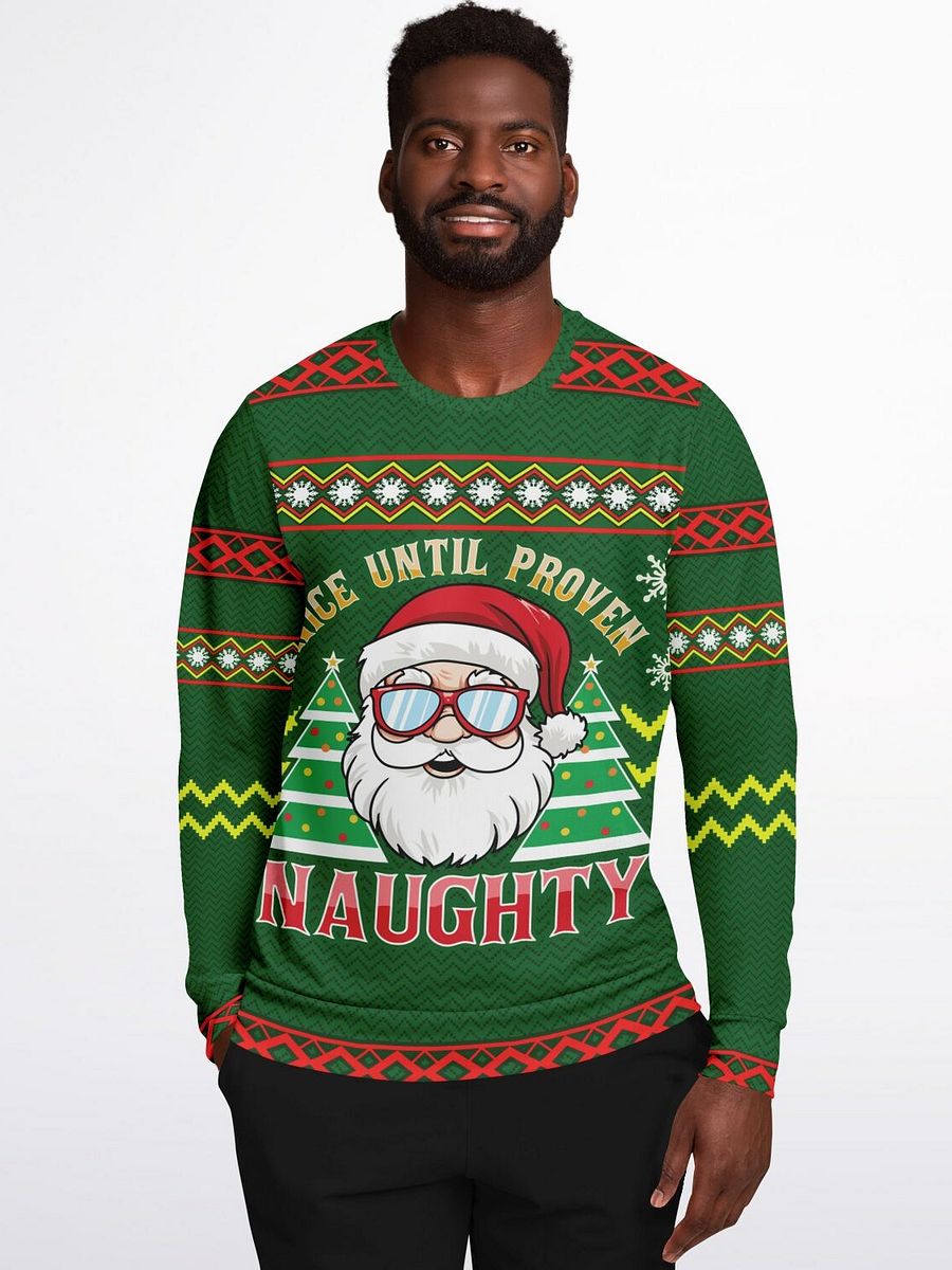 “Nice Until Proven Naughty” Santa Christmas Sweatshirt | Cool Santa Holiday Jumper | Sassy Unisex Party Outfit | Ugly Christmas Sweater Gift product image (7)