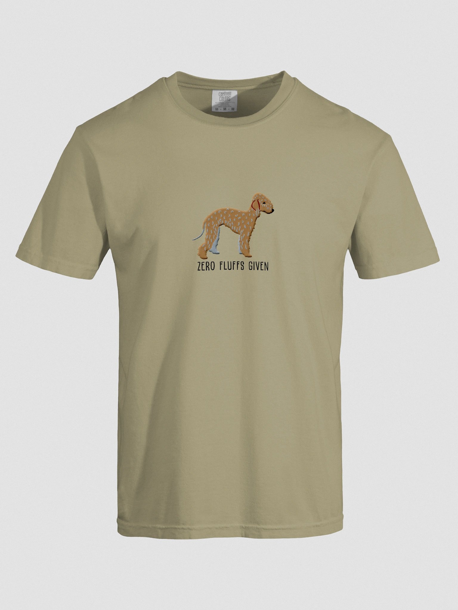 Zero Fluffs Given T-Shirt(Embroidered) of a Bedlington Terrier(Tan) product image (10)