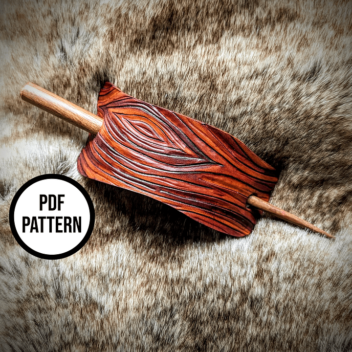 Leather Woodgrain Hair Stick - PDF Pattern for Leathercraft product image (2)