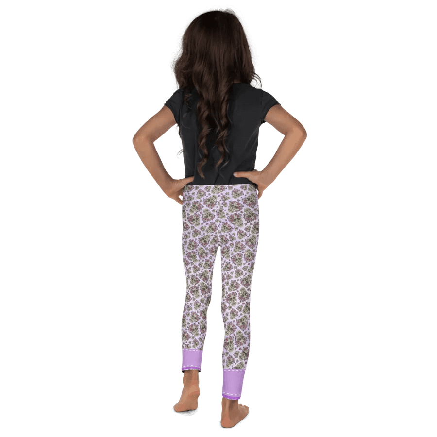 Smoky Lilac Skull & Rose Soft Kids Leggings product image (4)