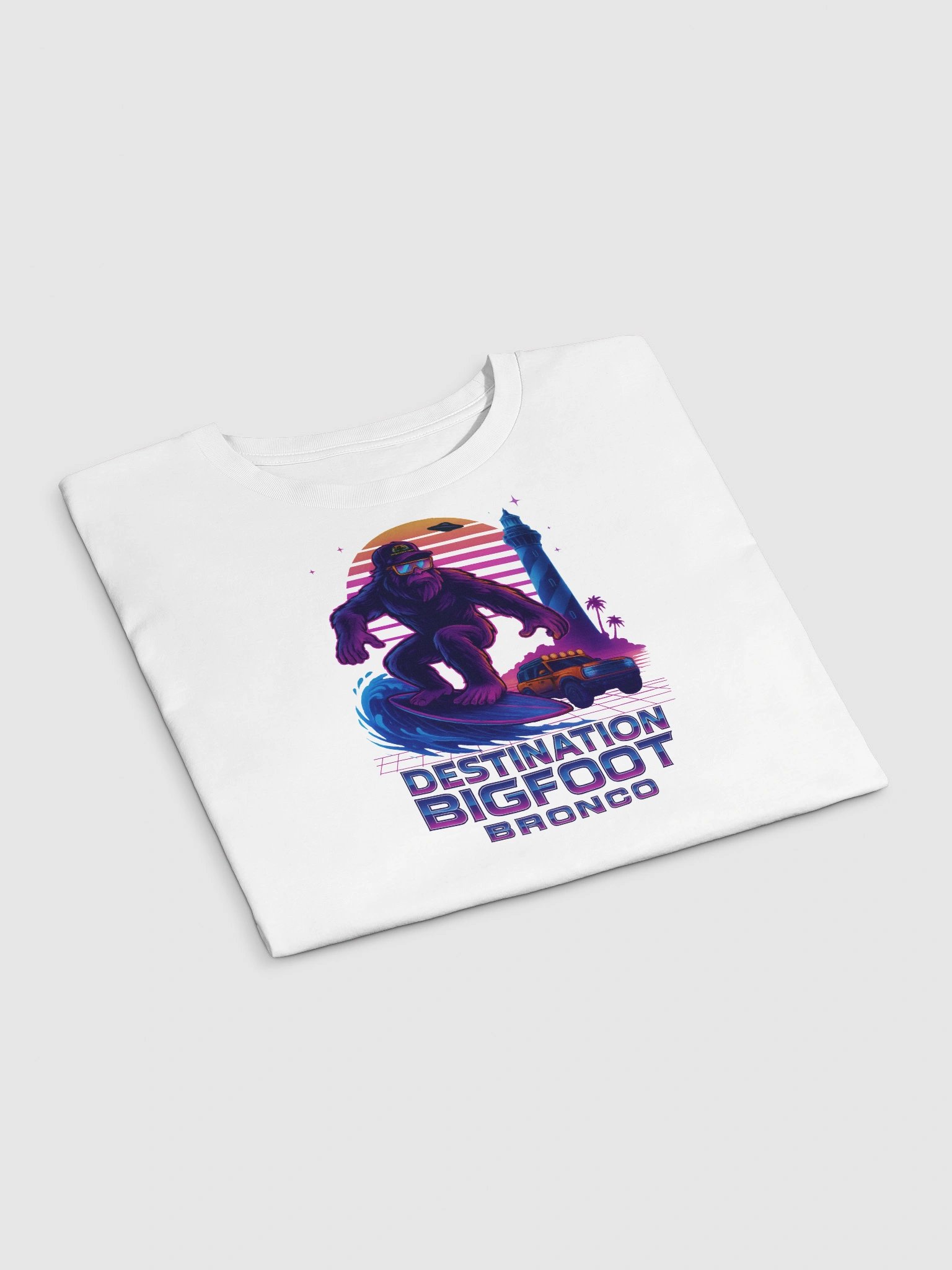 Destination Bigfoot Bronco Synthwave Crop Top (White) product image (3)