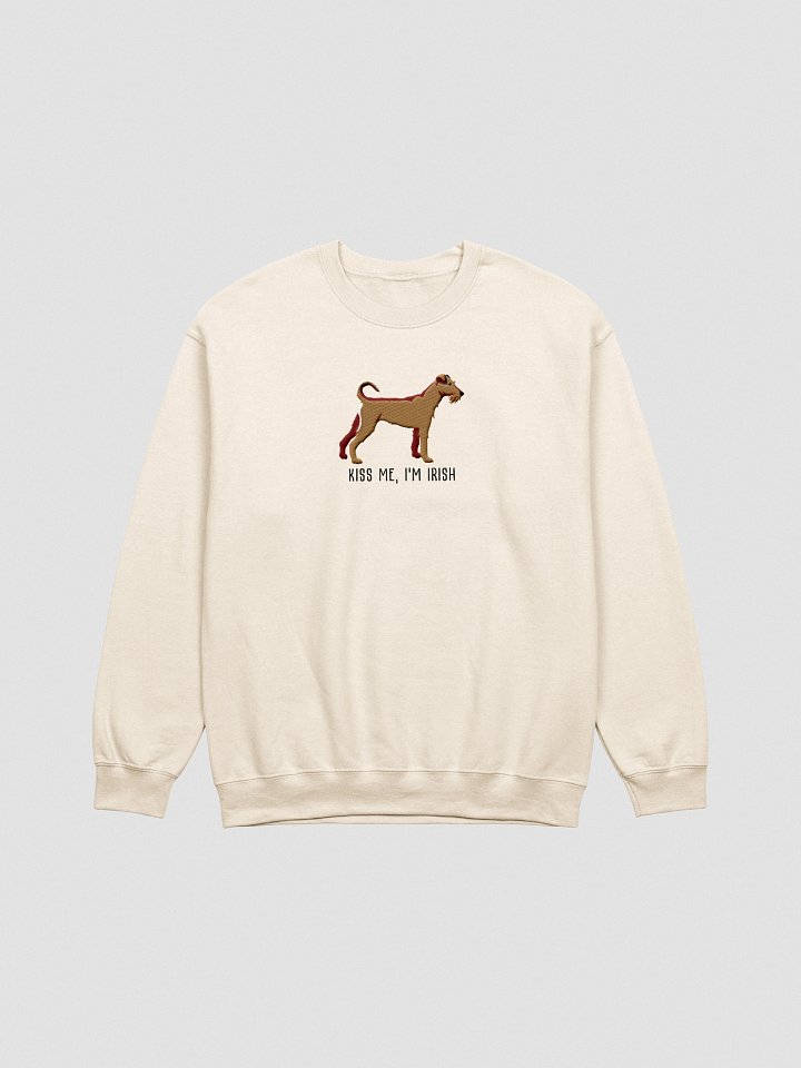 Kiss Me, I'm Irish Sweatshirt (Embroidered) of an Irish Terrier(Tan) product image (16)