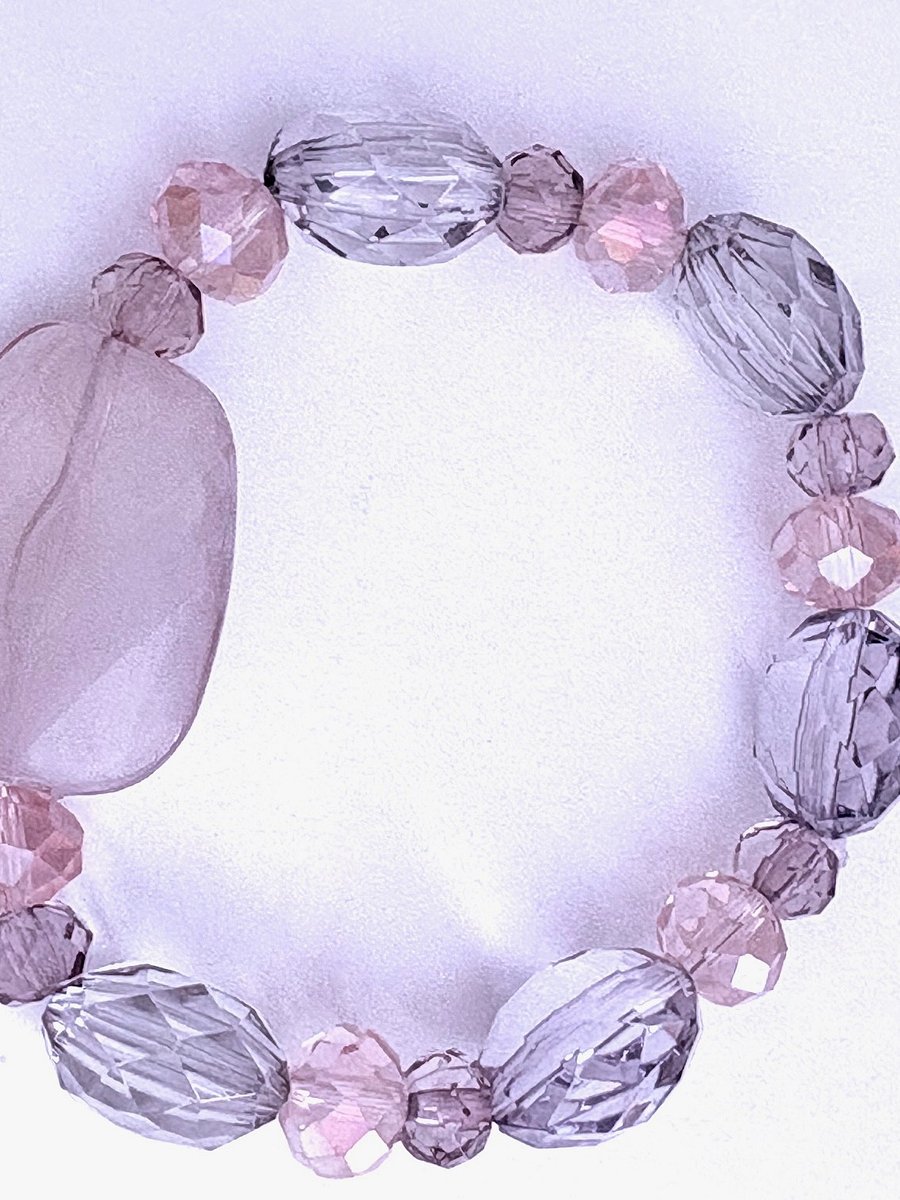 Dusty Rose Elegance | Faceted Glass Bead Bracelet | Handmade 7.5" Coastal Charm | by Monique Faella Designs™ | MFD-00048 product image (2)