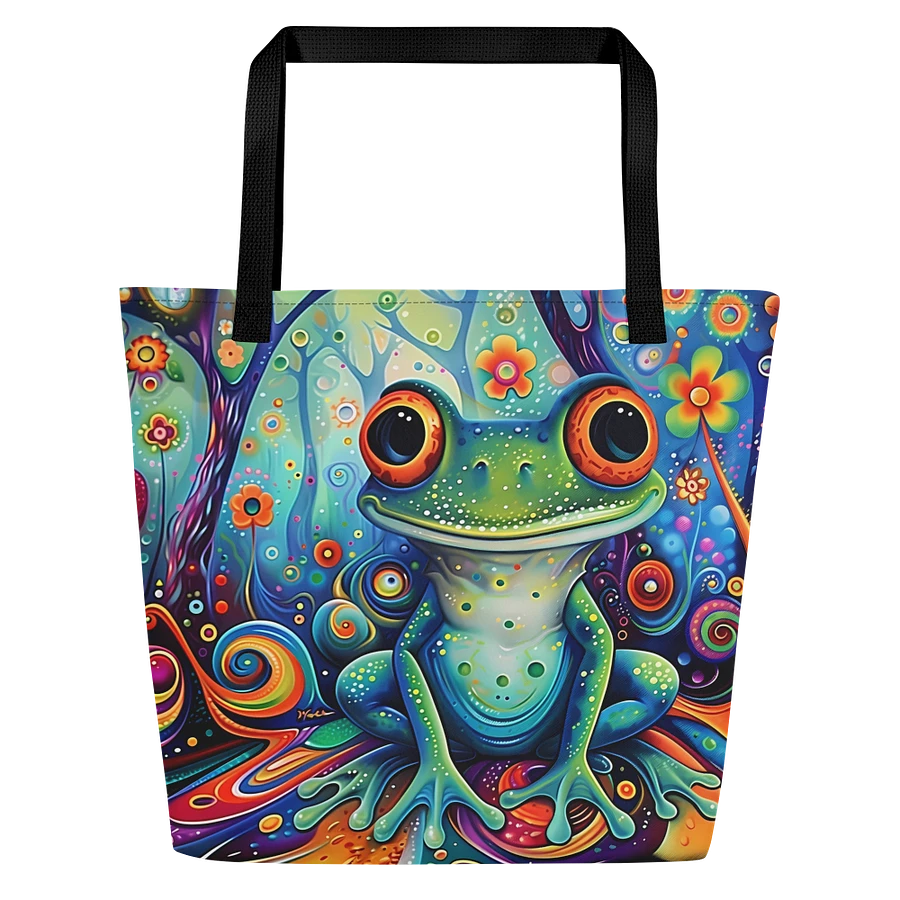 Tote Bag: Psychedelic Frog Enchanted Forest Colorful Playful Design product image (3)