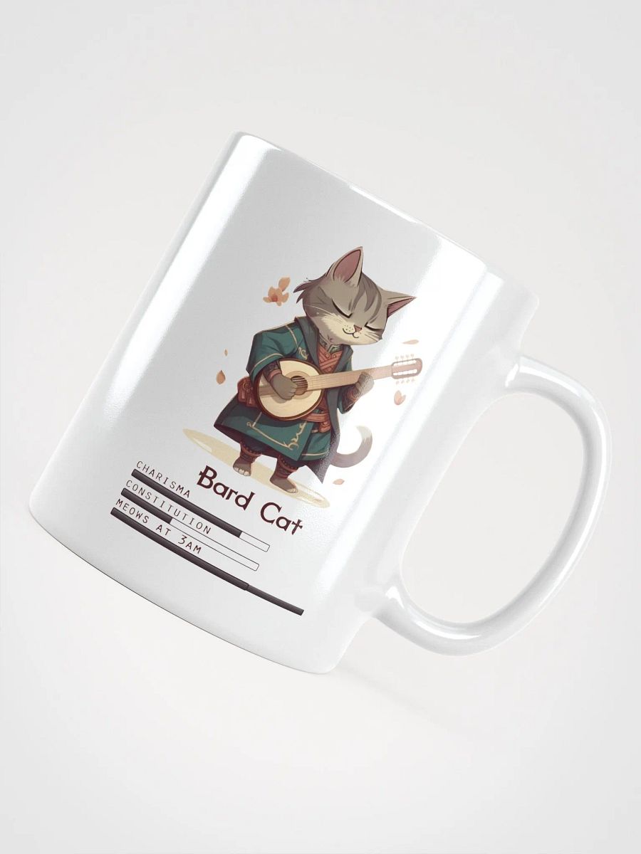 RPG Bard Cat white ceramic mug 11oz 15oz 20oz for gamers and cat lovers product image (12)