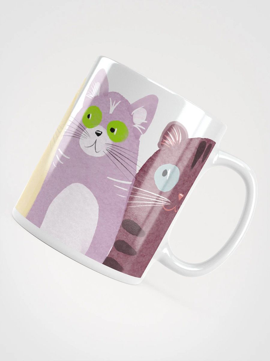 Funny Cartoon Cats White Glossy Mug product image (4)