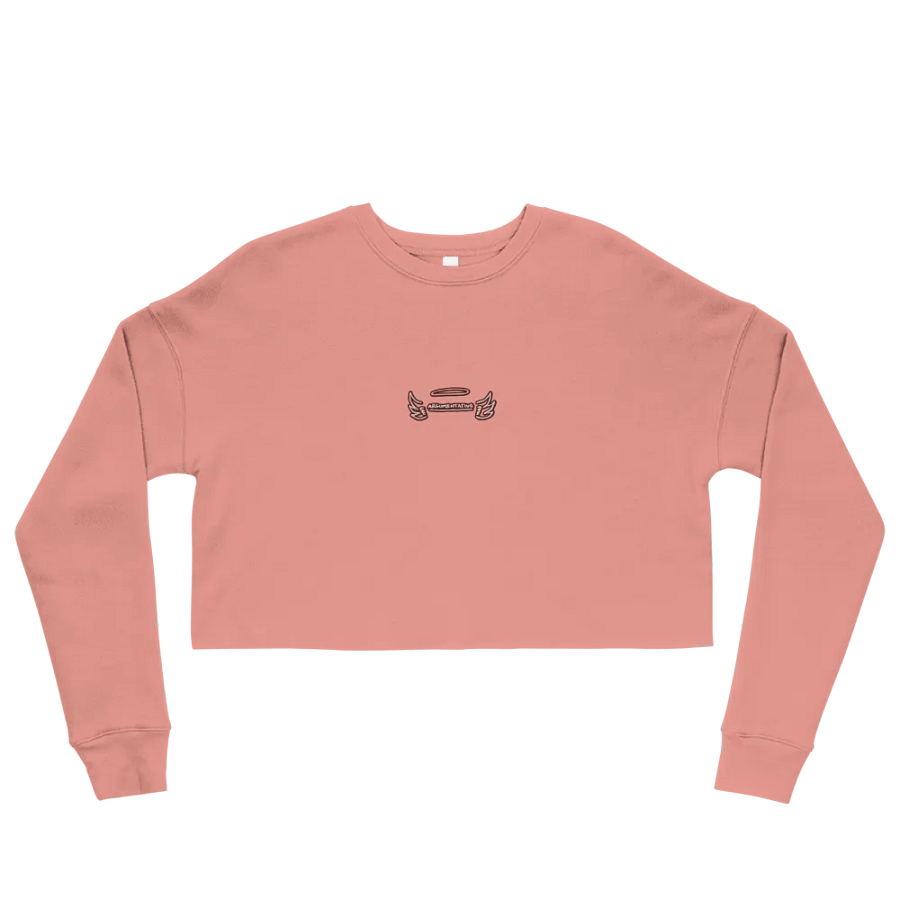 ANGELIC (maroon & white thread) embroidered fleece crop crew product image (25)