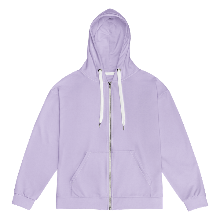 Soft Lilac Solid Color Eco Friendly Unisex Zip Hoodie product image (1)