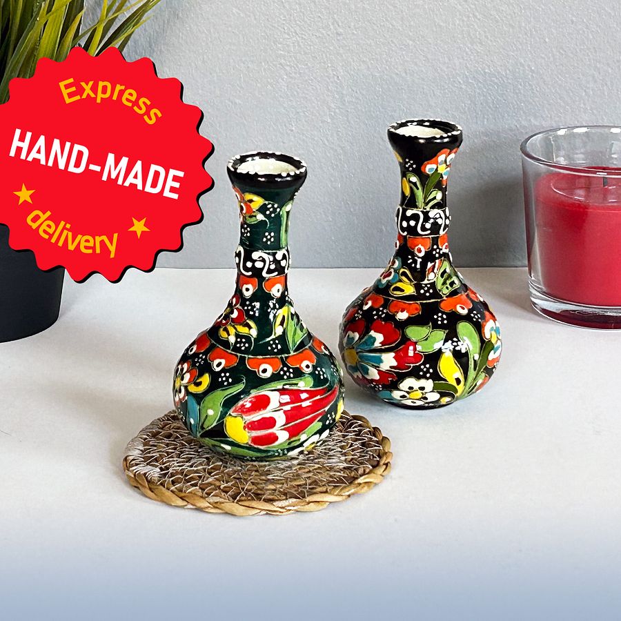 Ceramic vase (small), Turkish Iznik style (Gözyaşi) — handmade pottery product image (3)