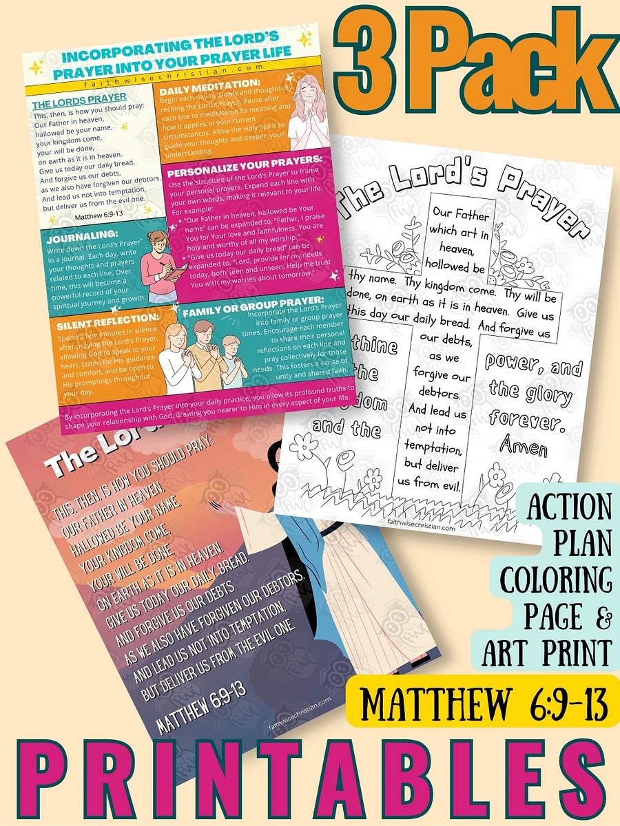 3 Pack Matthew 6:9-13 Printable product image (5)