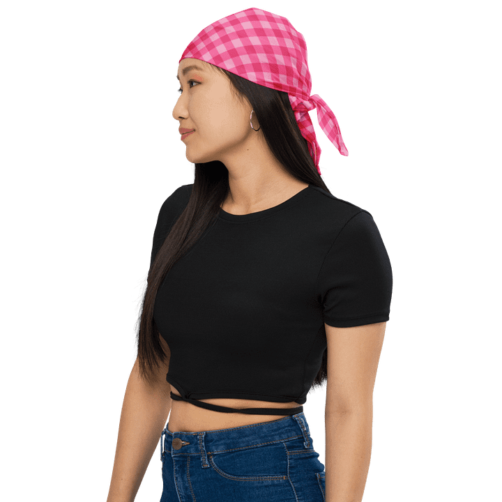 Bright Pink Checkered Plaid Bandana product image (1)