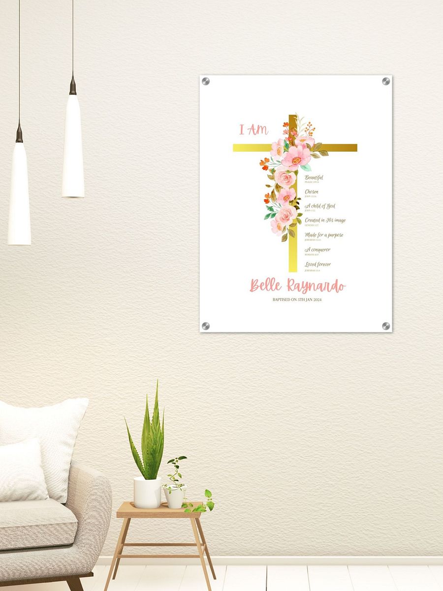 Pink Flowers On Crucifix Baptism Canva Template product image (8)