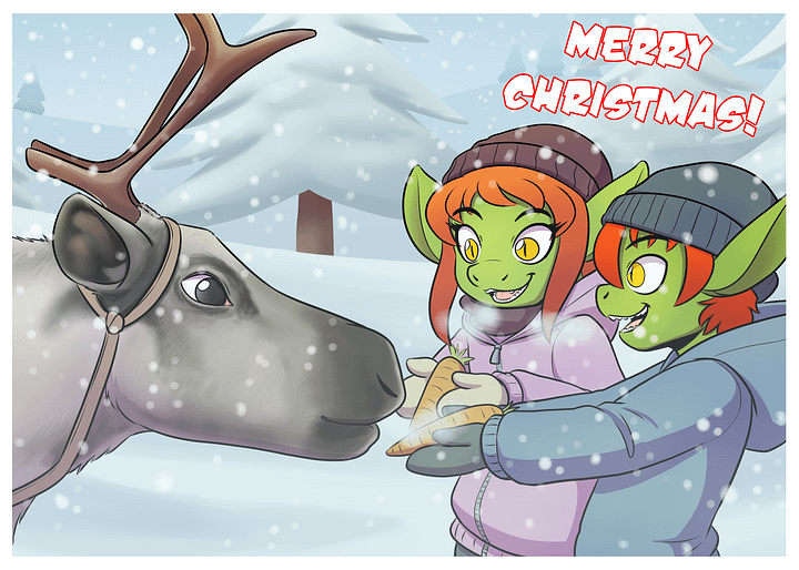 Feed the reindeer - Christmas card product image (1)