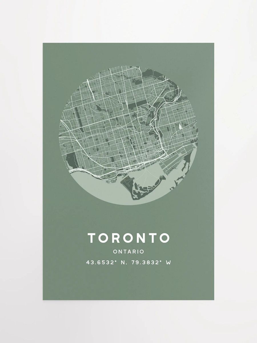 Toronto Street Map Poster – Sage Green Minimalist Circular City Art product image (4)