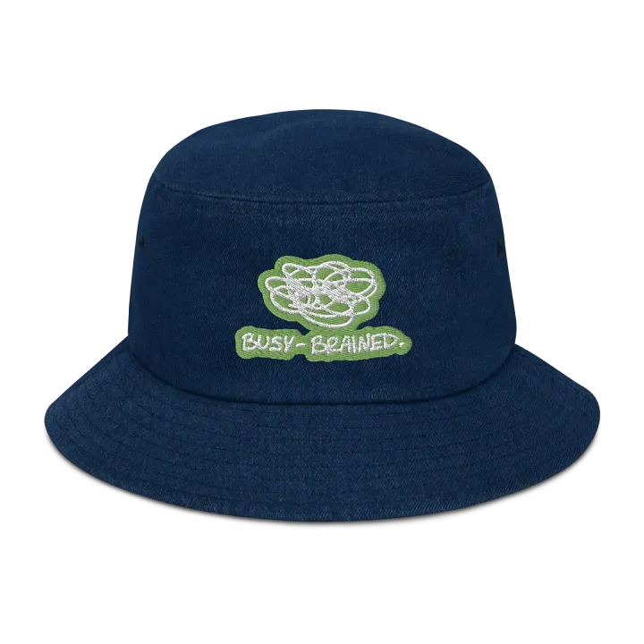 BUSY-BRAINED (light green bubble design 2) denim bucket hat product image (1)