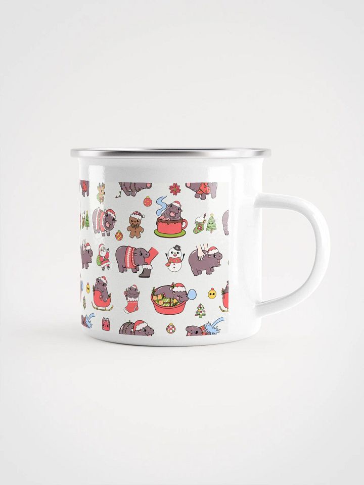 MOODENG'S CHRISTMAS PATTERN ENAMEL MUG product image (1)