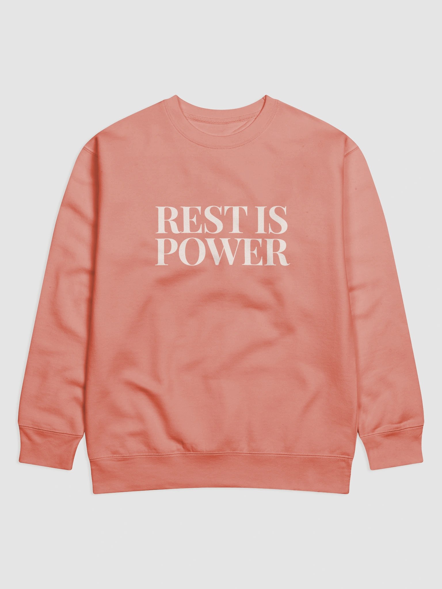 Rest Is Power™. Crewneck Sweatshirt. Dusty Rose + Cream Print product image (1)
