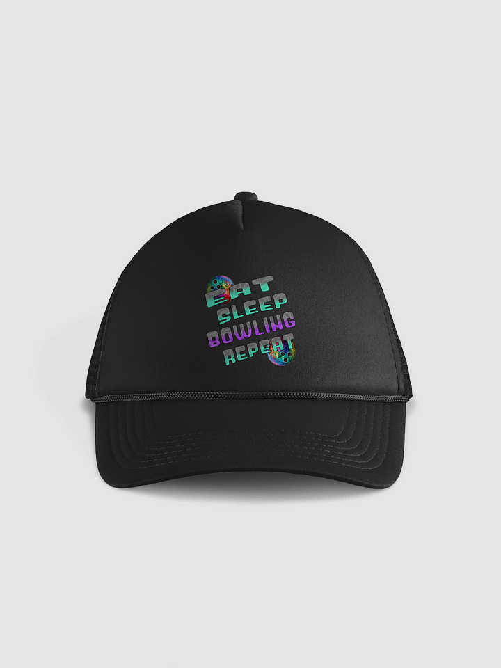 Eat Sleep Bowling Repeat Angle Strike Style Foam Trucker Hat product image (1)