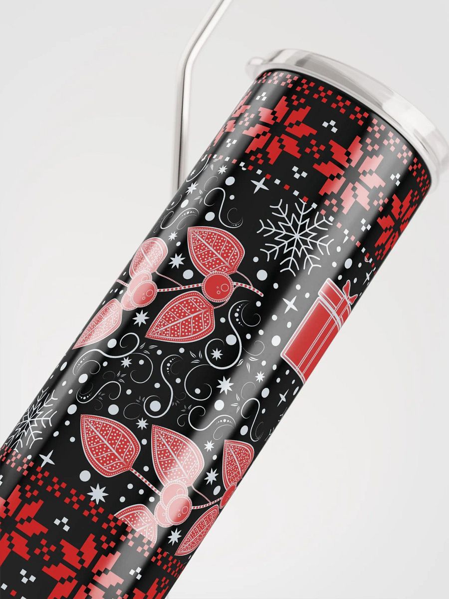 Festive Holiday Floral Tumbler with Snowflake Design