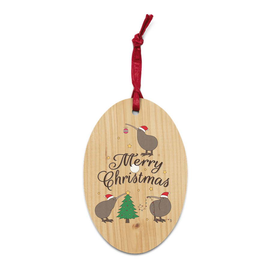 Merry Christmas Kiwi Wooden Christmas Ornament product image (2)