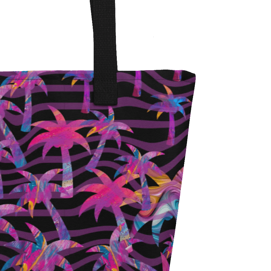 Big printed tote bag with bright funky colorful palm tree design product image (9)