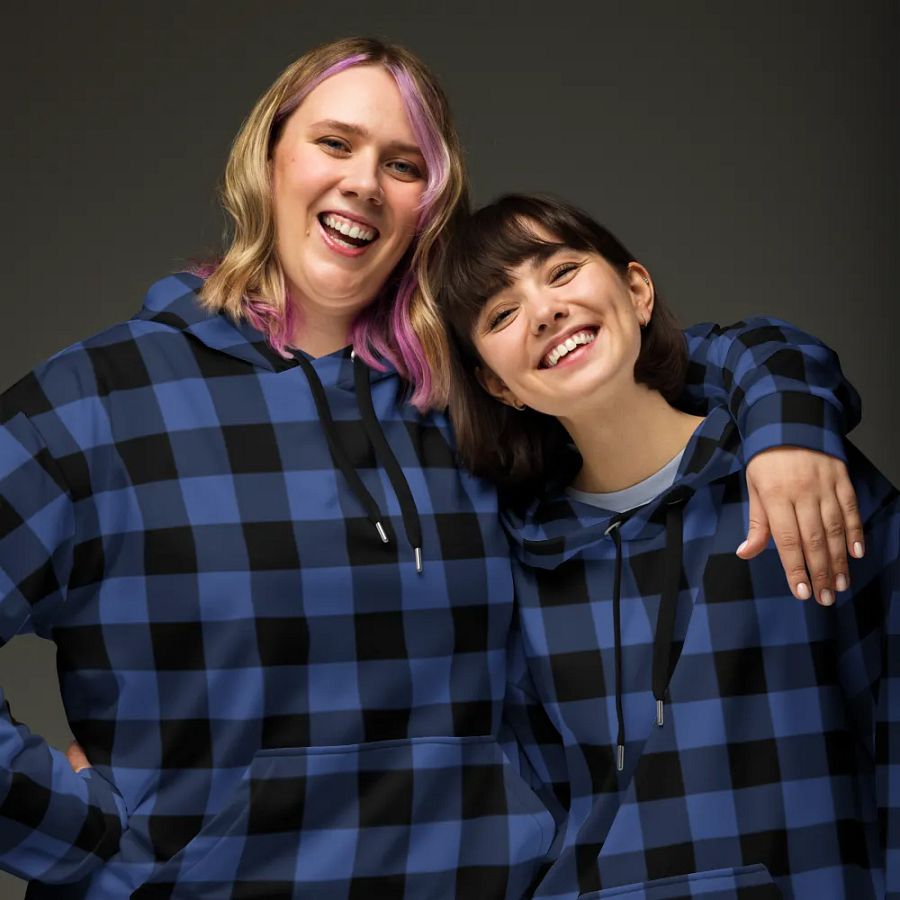 Lapis Blue Buffalo Check Plaid Hoodie product image (3)