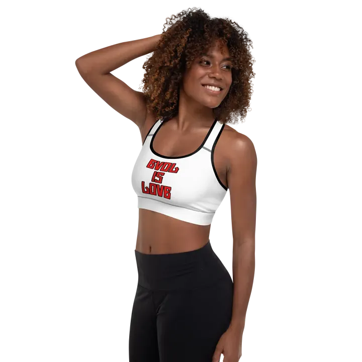 White Evol Is Love Sports Bra product image (2)