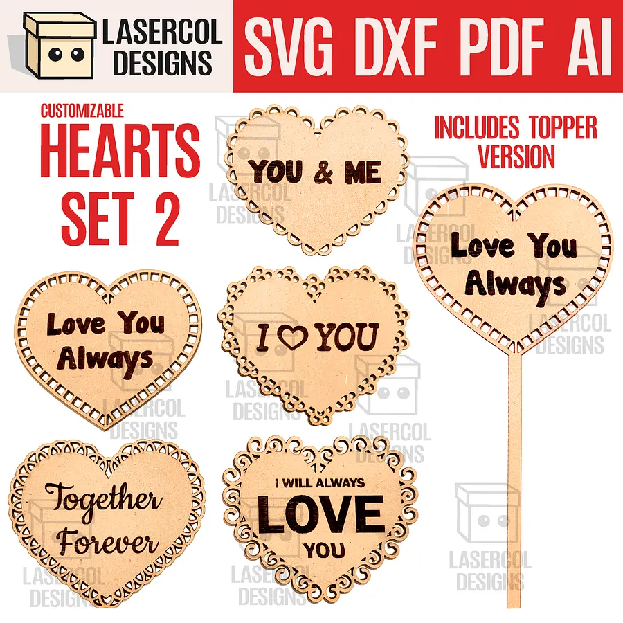 Hearts Bundle (Set 1-2-3-4) - Laser Cut Files product image (4)
