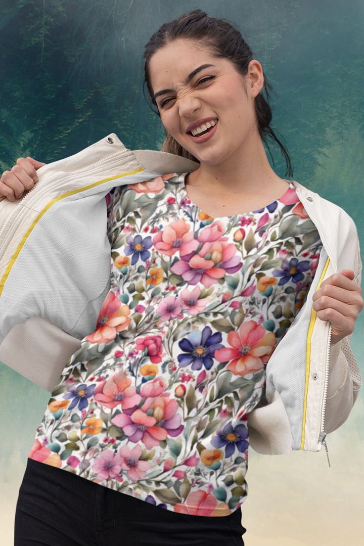 Floral Pattern All Over Print T-shirt product image (1)