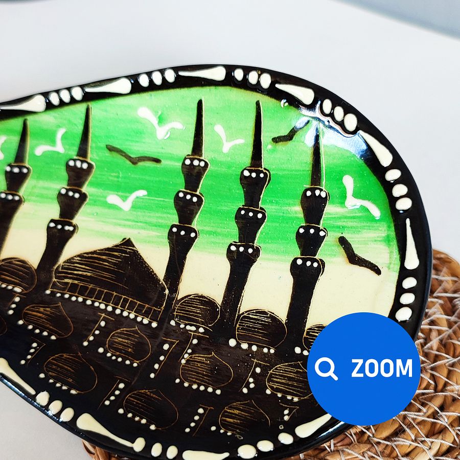Handmade ceramic spoon rest, Istanbul (Green) — handmade pottery product image (6)