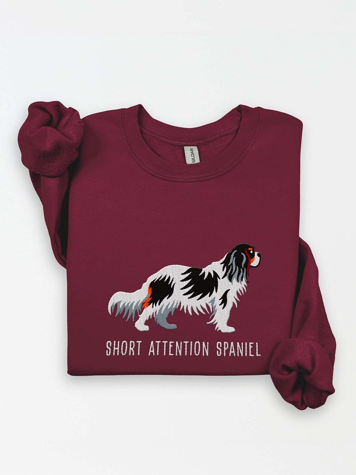 Short Attention Spaniel Sweatshirt (Embroidered) of a Cavalier King Charles Spaniel(Tricolor) product image (1)