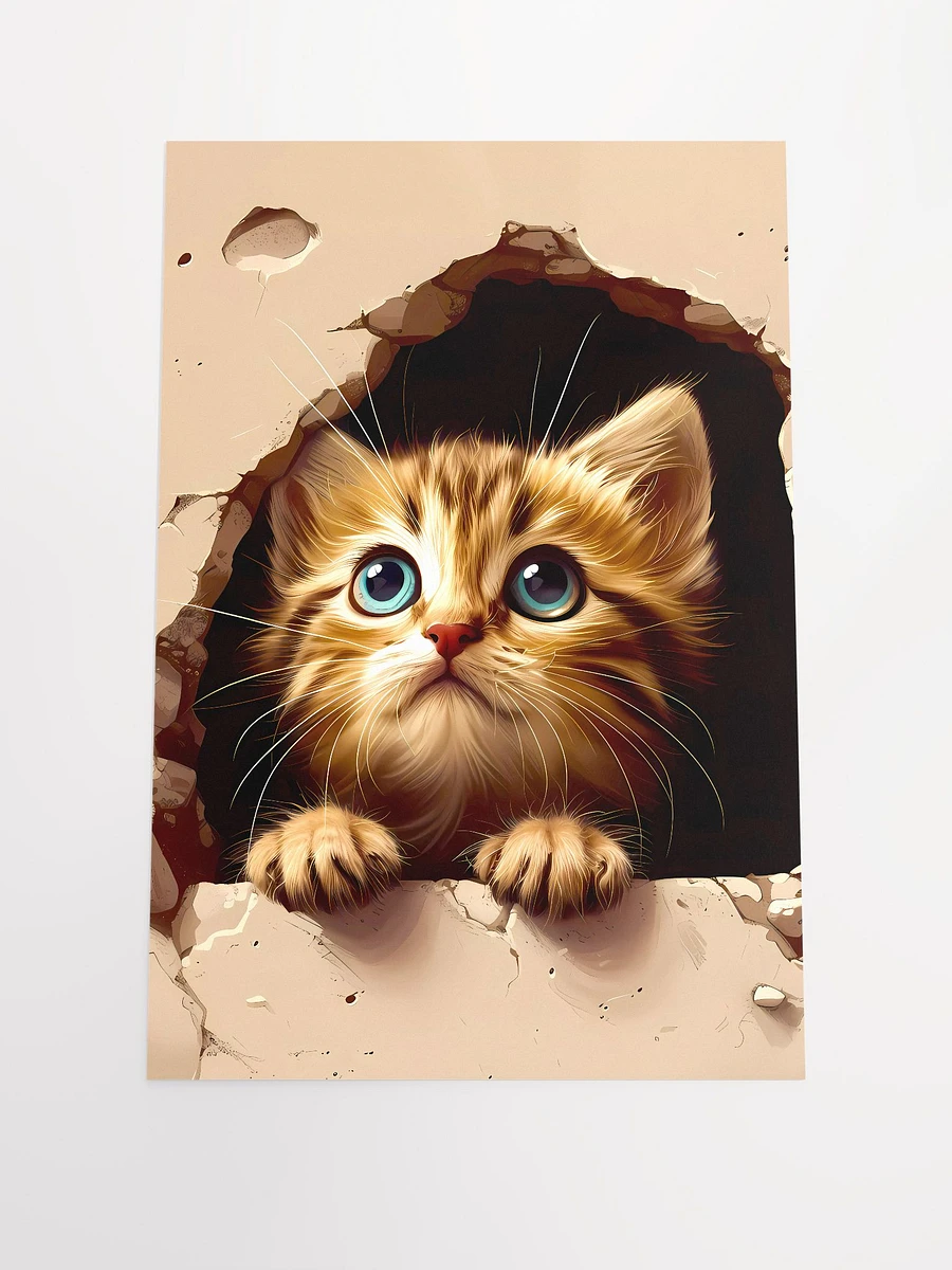 Curiosity Unfurled: Adorable Kitten Peering Through Mischief's Window Matte Poster product image (3)