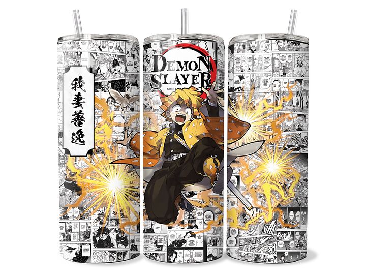 Demon Slayer - Zenitsu's Thunder Breathing V2 Manga Tumbler - 20oz Stainless Steel product image (1)