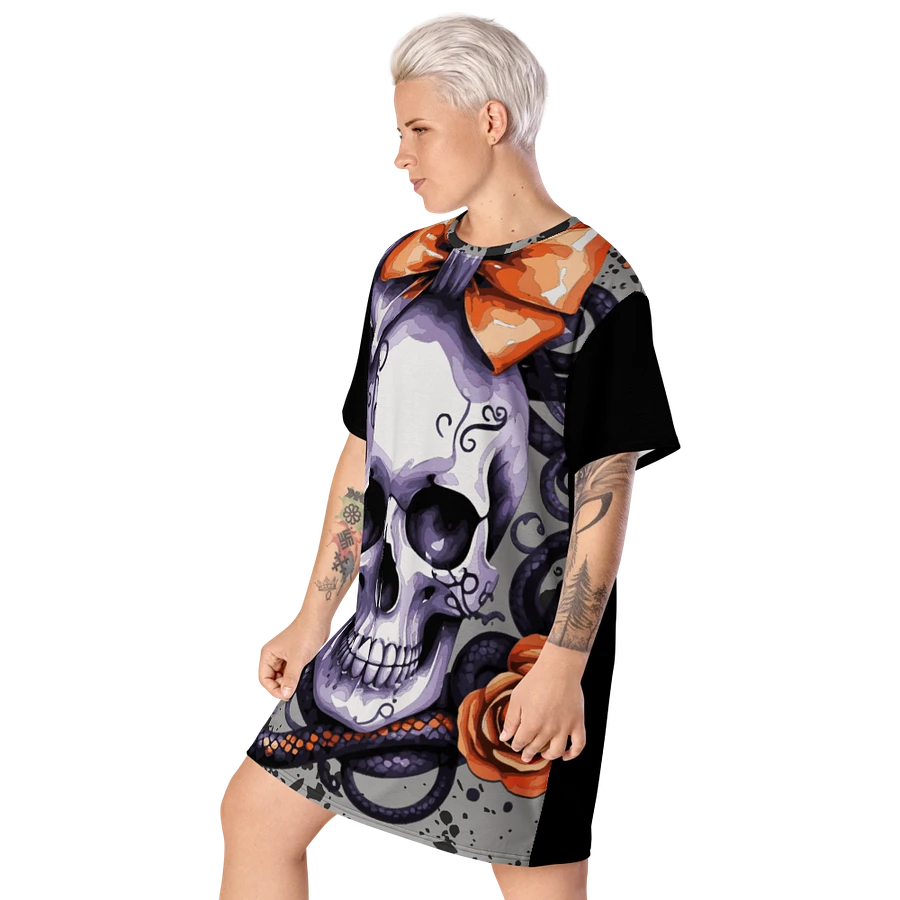 Spooky Coquette Style Skull T-Shirt Dress product image (21)