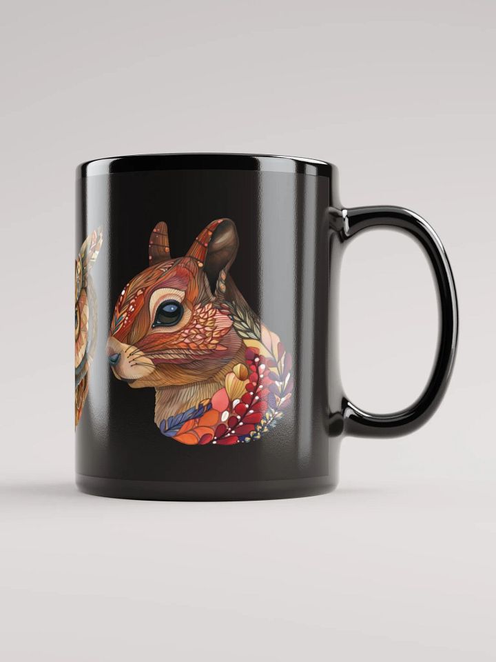 Folk Art Style Wolf, Owl, and Squirrel Wildlife Glossy Mug product image (1)