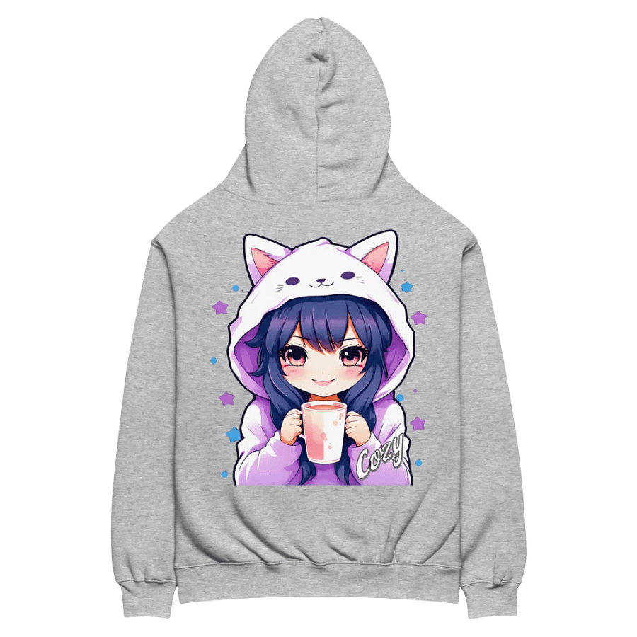 Cozy Kawaii Anime Girl - Premium Hoodie - Athletic Heather - Back Printed Design product image (3)