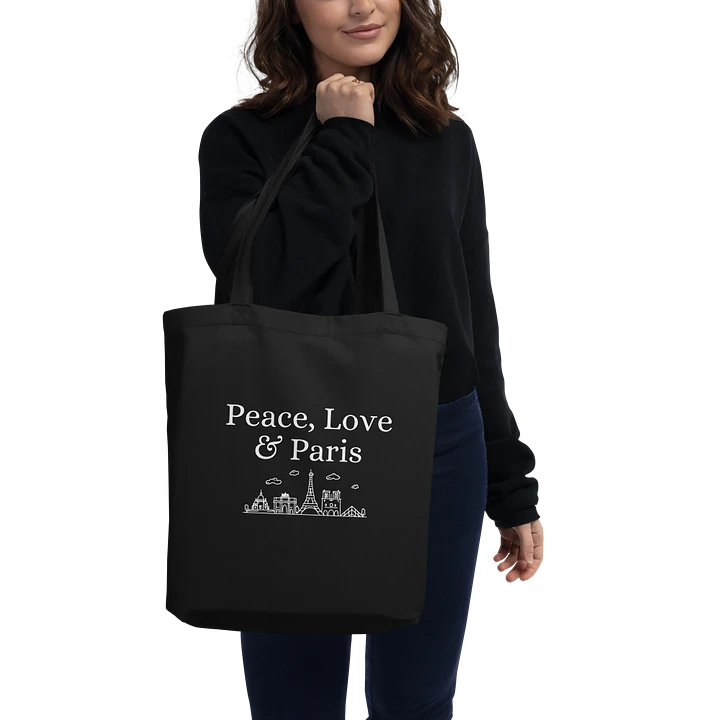 Peace, Love and Paris Organic Statement Tote with Monuments Eco-Friendly Chic product image (1)