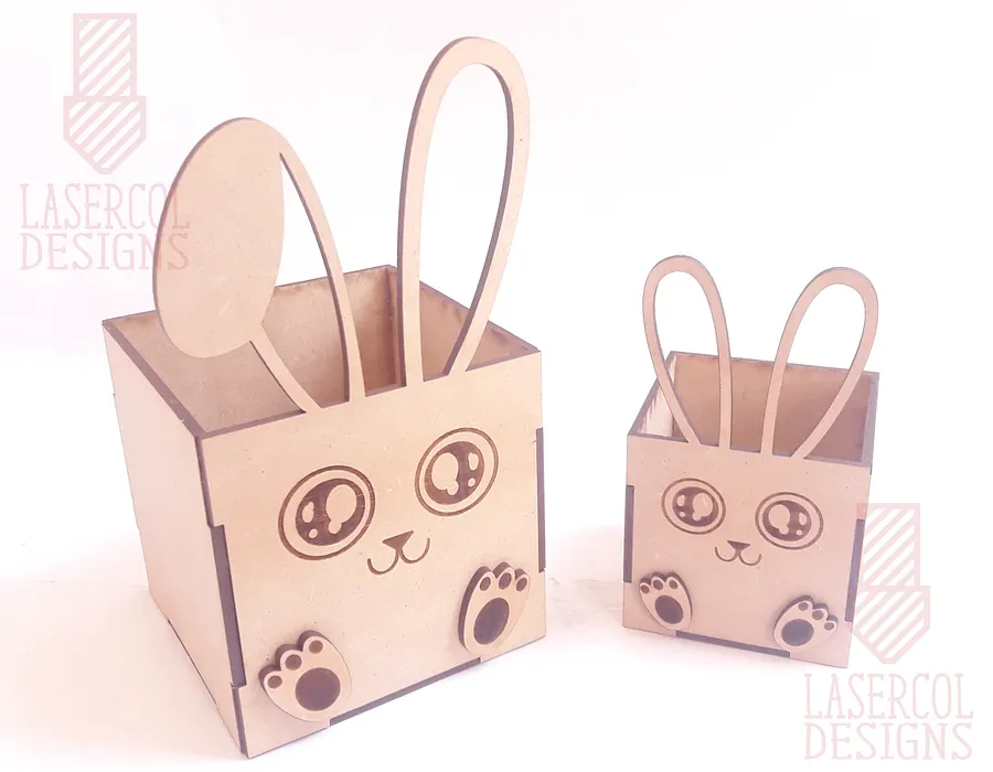 Easter Bunny Basket (Two Sizes, Two ear Styles) - Laser Cut Files product image (5)