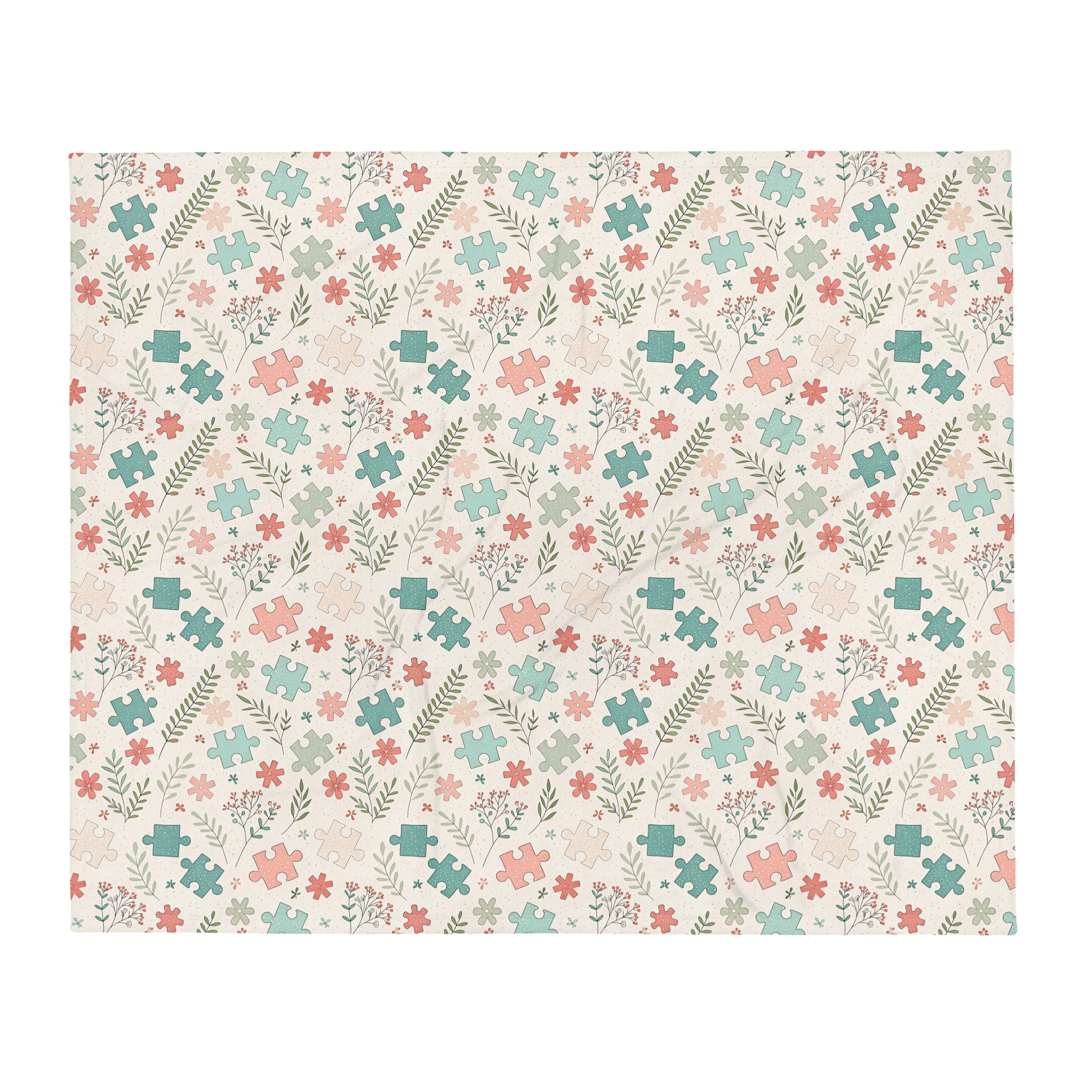 Cozy Fuzz: Pastel Floral Puzzle Printed Throw Blanket product image (3)
