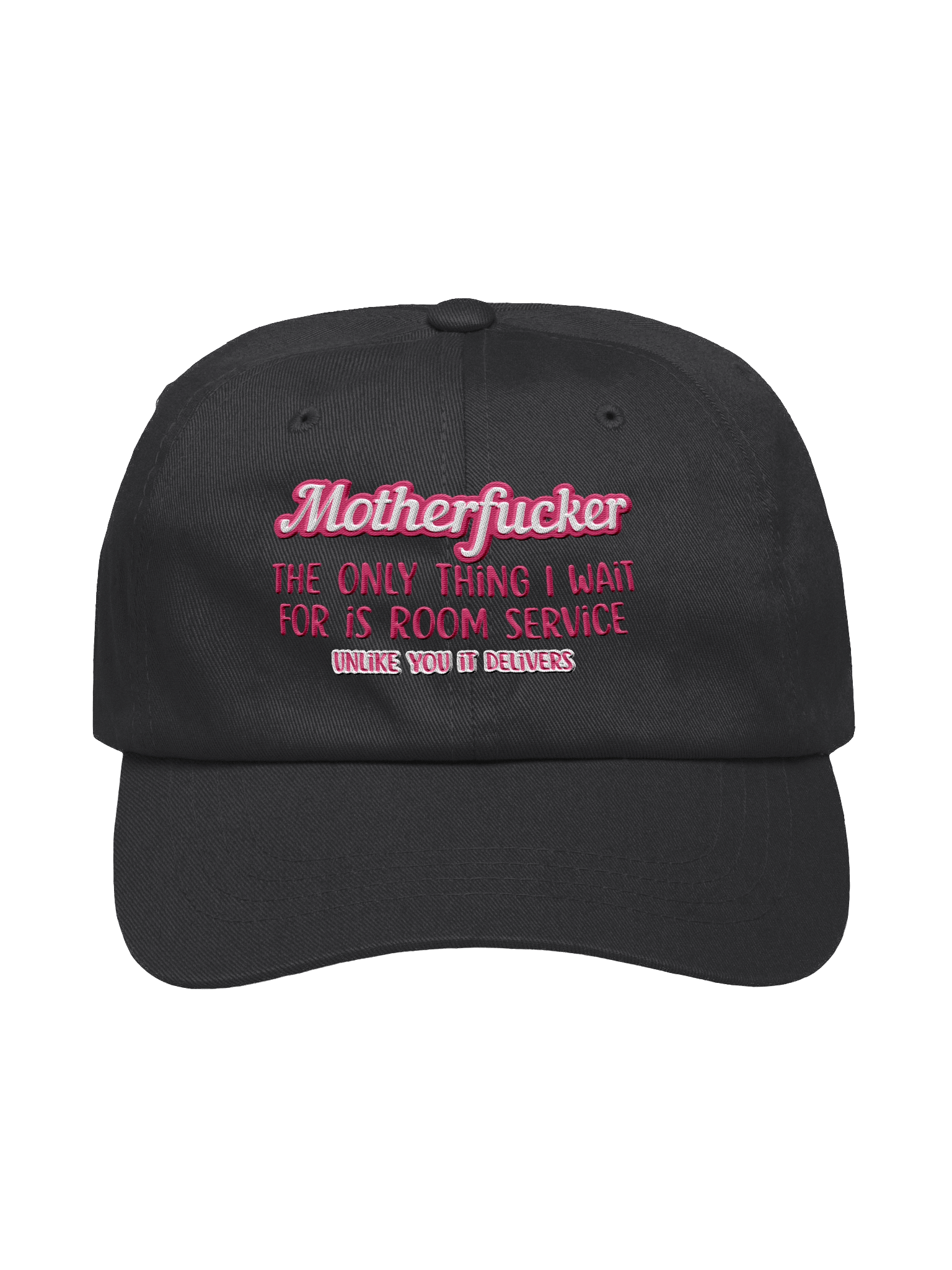 "Motherfucker I Only Wait for Room Service" Embroidred Hat – Cheeky Barbie Pink Sex Humor Embroidered Hat product image (4)