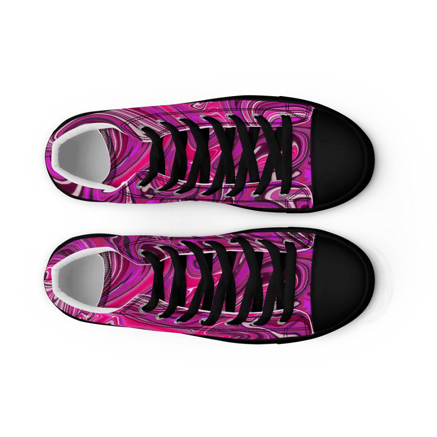 Men's High Top Canvas Shoes - Pink and Purple Digital Fluid Art product image (10)
