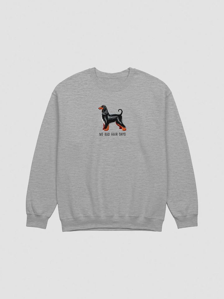 No Bad Hair Days Sweatshirt (Embroidered) of an Afghan Hound(Black & Tan) product image (7)