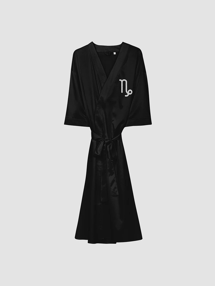 Capricorn White on Black Satin Robe product image (1)