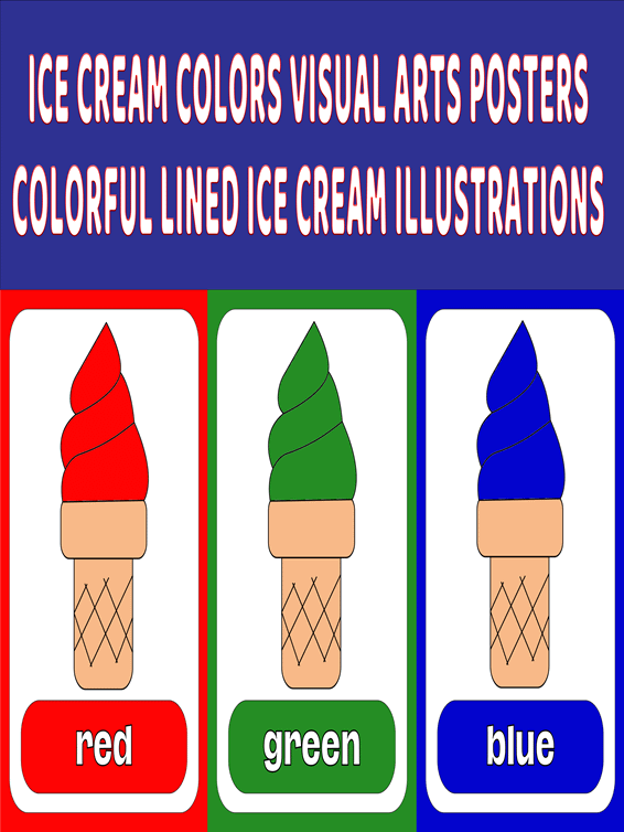Colorful Lined Ice Cream Illustrations for kids product image (1)